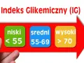 Jak obliczyć indeks glikemiczny? Na czerwonej strzałce widzimy podział na niski (<55), średni (55-69) i wysoki (>70) IG.