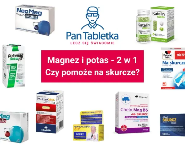 Produkty bogate w magnez i potas, takie jak NeoMag, Polomag, Katelin, Doppel Herz, PotazeKMAG, Asparaginian Extra, Chela Mag B6 i Zdrovit Skurcz Plus, pomagają na skurcze.