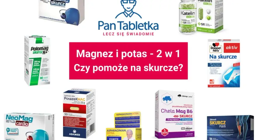 Produkty bogate w magnez i potas, takie jak NeoMag, Polomag, Katelin, Doppel Herz, PotazeKMAG, Asparaginian Extra, Chela Mag B6 i Zdrovit Skurcz Plus, pomagają na skurcze.