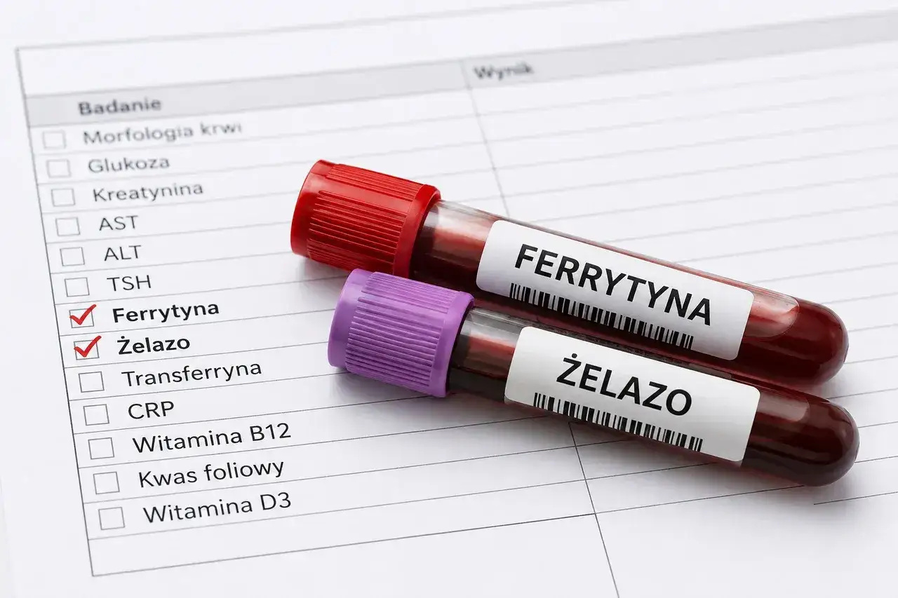 Dwie probówki z krwią, jedna z etykietą 